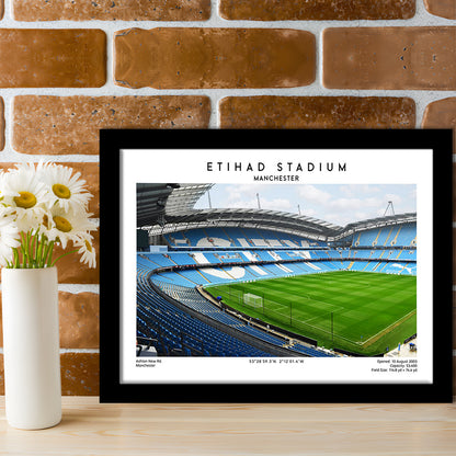 Etihad Stadium Football Print, Soccer Wall Art, Premier League Stadium Decor, Framed Art Print Wall Decor
