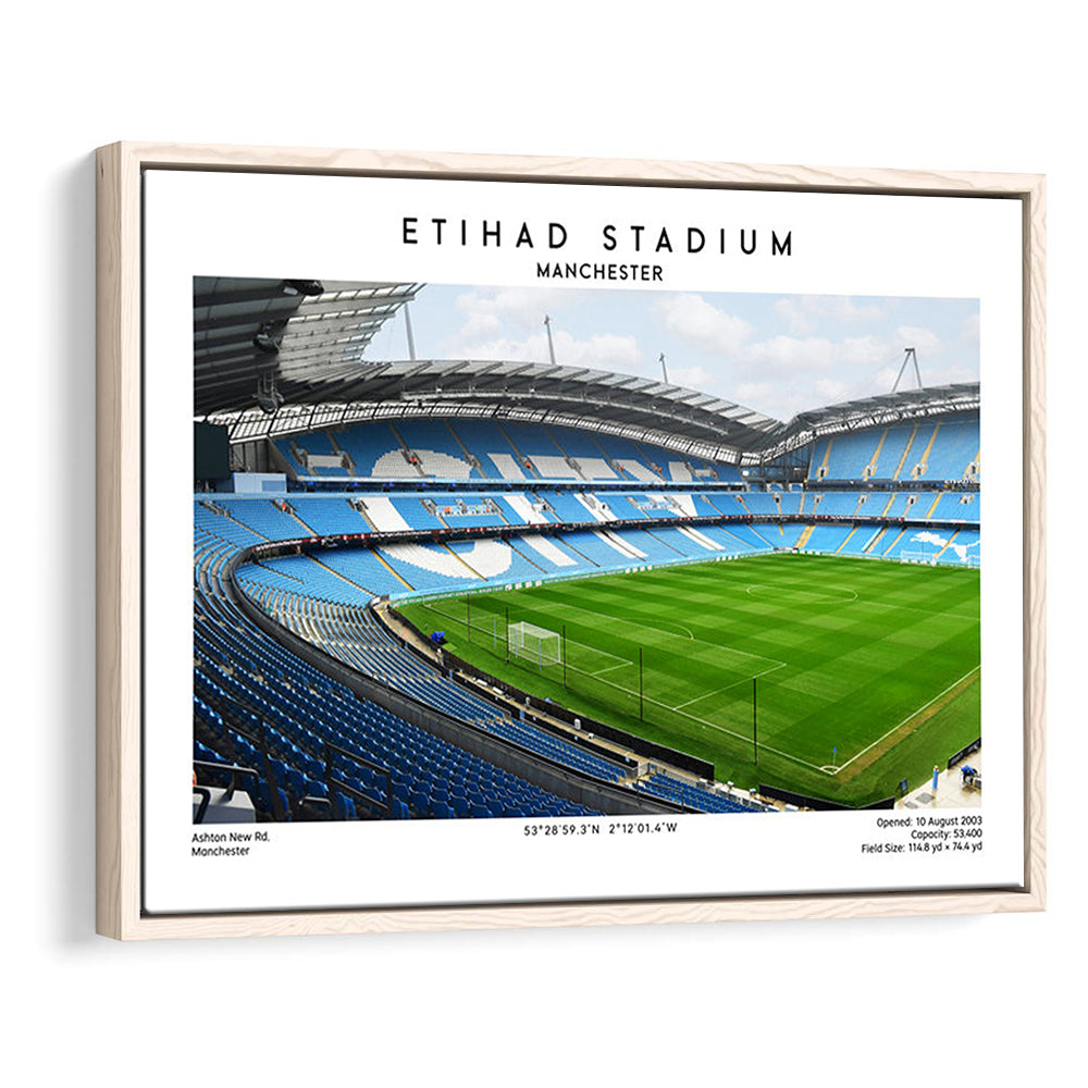 Etihad Stadium Football Print, Soccer Wall Art, Premier League Stadium Decor, Framed Canvas Print Wall Art