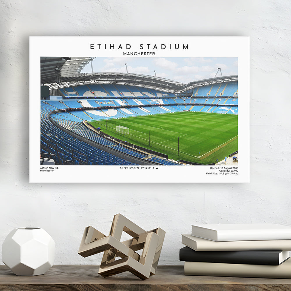 Etihad Stadium Football Print, Soccer Wall Art, Premier League Stadium Decor, Canvas Print Wall Art, Man Cave Gift