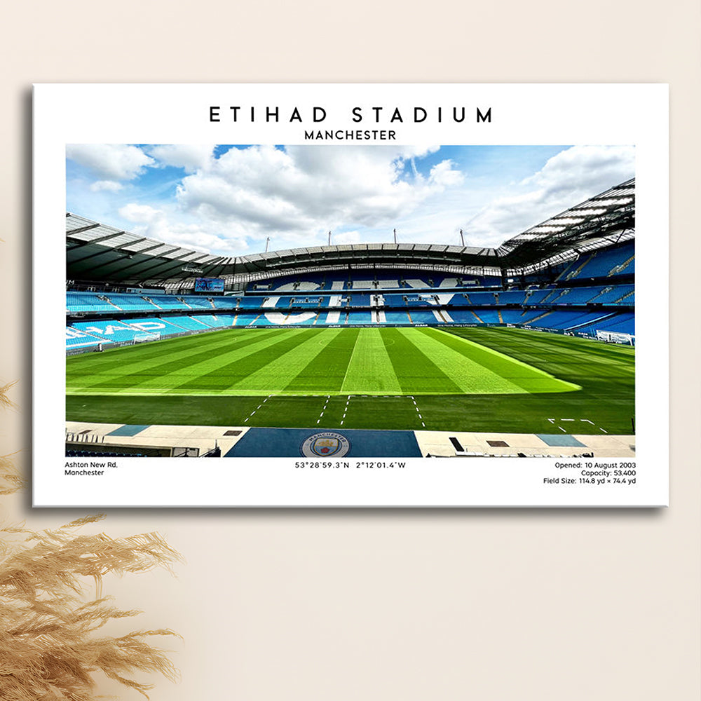 Etihad Stadium Football, Soccer Wall Art Print, Premier League Stadium Decor, Canvas Print Wall Art, Man Cave Gift