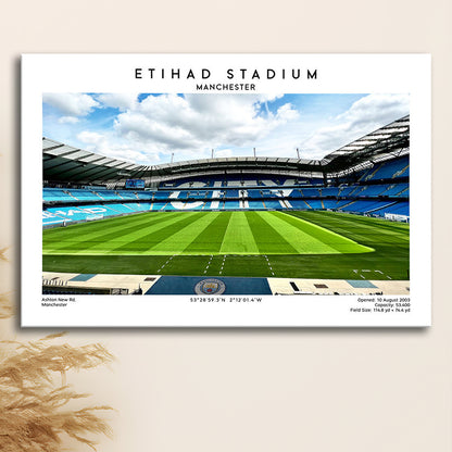Etihad Stadium Football, Soccer Wall Art Print, Premier League Stadium Decor, Canvas Print Wall Art, Man Cave Gift