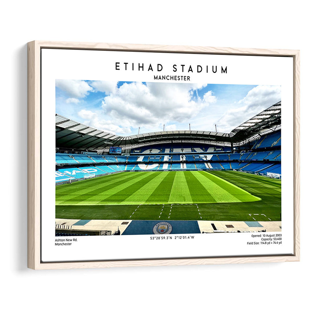 Etihad Stadium Football, Soccer Wall Art Print, Premier League Stadium Decor, Framed Canvas Print Wall Art
