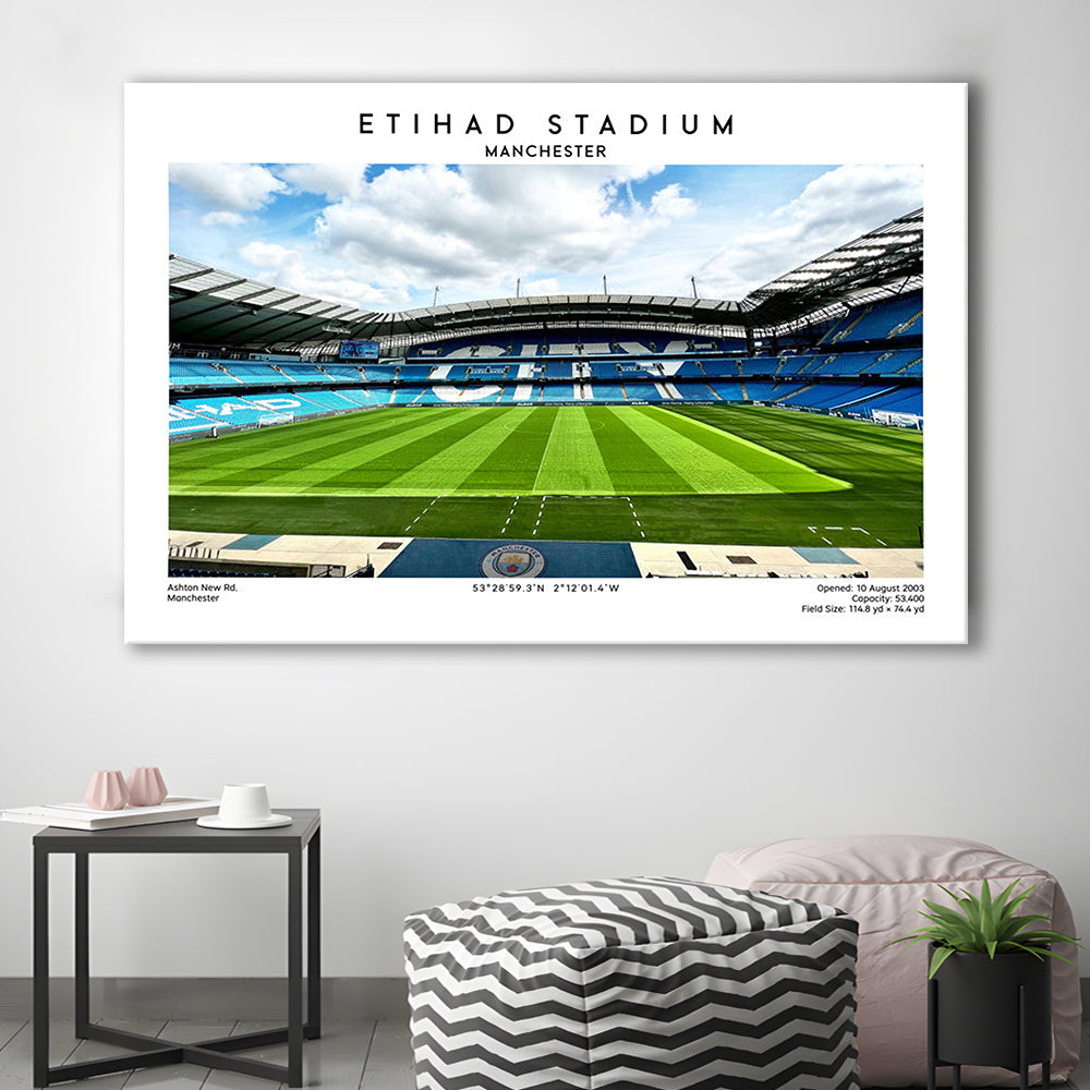 Etihad Stadium Football, Soccer Wall Art Print, Premier League Stadium Decor, Canvas Print Wall Art, Man Cave Gift