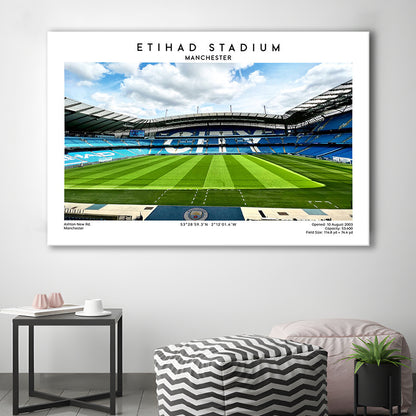 Etihad Stadium Football, Soccer Wall Art Print, Premier League Stadium Decor, Canvas Print Wall Art, Man Cave Gift