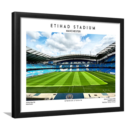 Etihad Stadium Football, Soccer Wall Art Print, Premier League Stadium Decor, Framed Art Print Wall Decor