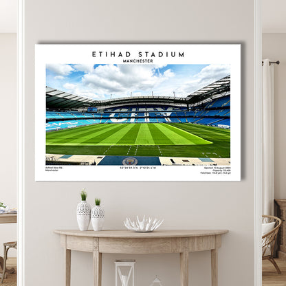 Etihad Stadium Football, Soccer Wall Art Print, Premier League Stadium Decor, Canvas Print Wall Art, Man Cave Gift
