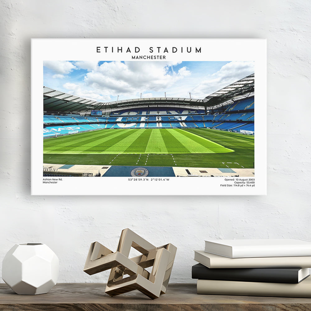 Etihad Stadium Football, Soccer Wall Art Print, Premier League Stadium Decor, Canvas Print Wall Art, Man Cave Gift