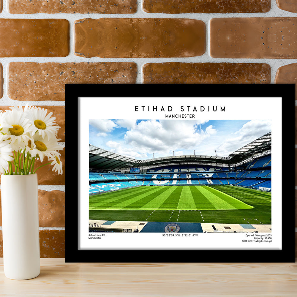 Etihad Stadium Football, Soccer Wall Art Print, Premier League Stadium Decor, Framed Art Print Wall Decor