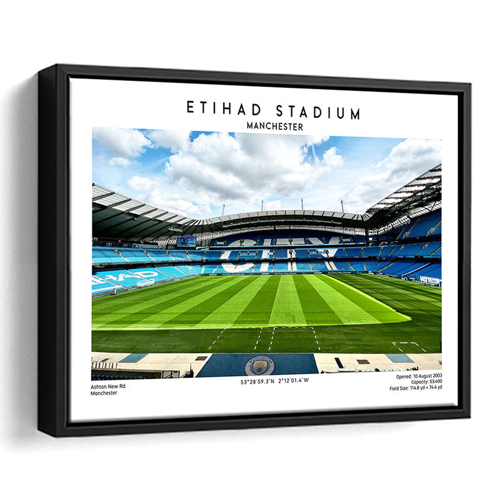 Etihad Stadium Football, Soccer Wall Art Print, Premier League Stadium Decor, Framed Canvas Print Wall Art