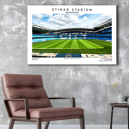 Etihad Stadium Football, Soccer Wall Art Print, Premier League Stadium Decor, Canvas Print Wall Art, Man Cave Gift