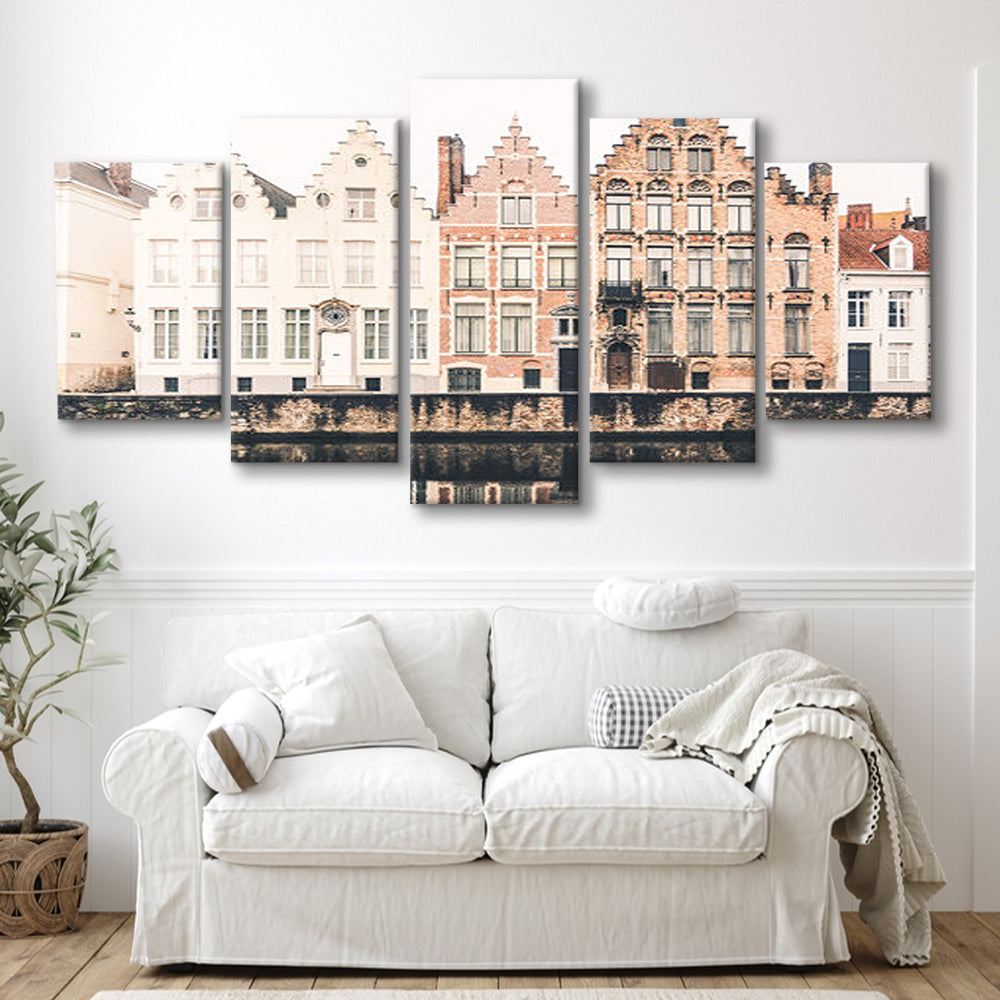 European City Photography Print Canal Print Travel Print Travel, Mixed Panels Canvas Print Wall Art