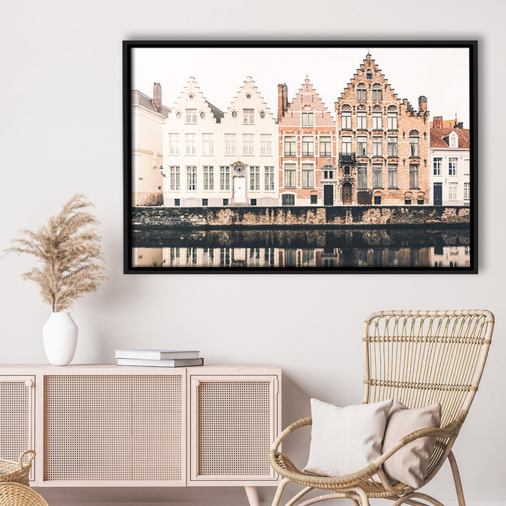 European City Photography Print Canal Print Travel Print Travel, Floating Framed Canvas Print Wall Art