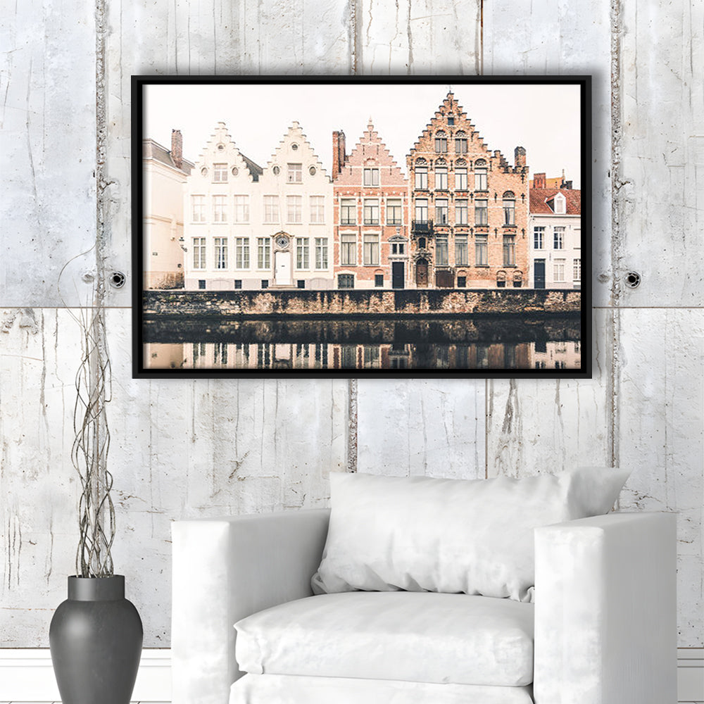 European City Photography Print Canal Print Travel Print Travel, Floating Framed Canvas Print Wall Art