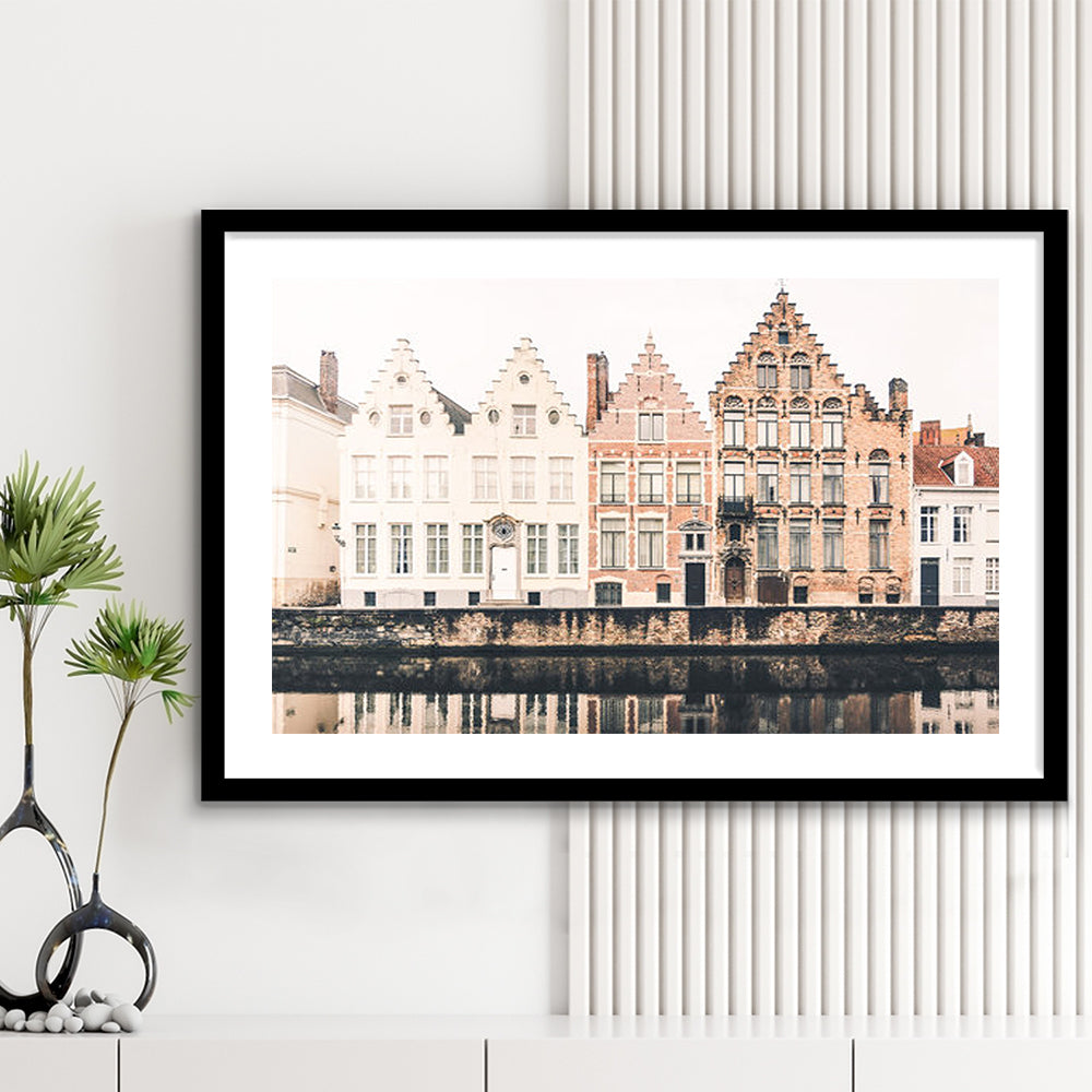 European City Photography Print Canal Print Travel Print Travel, Framed Art Print White Border Wall Decor