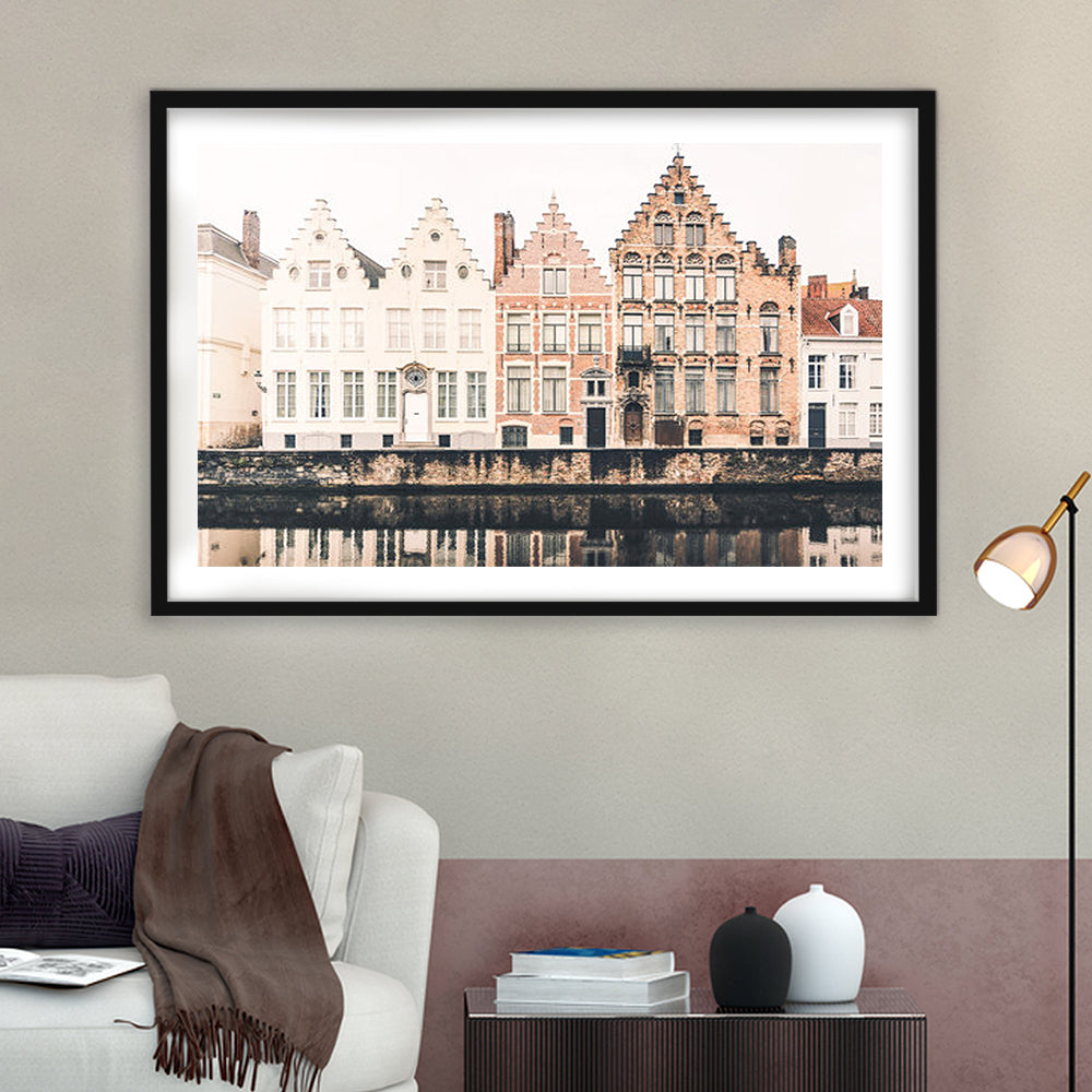European City Photography Print Canal Print Travel Print Travel, Framed Art Print White Border Wall Decor