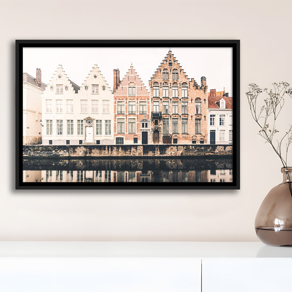 European City Photography Print Canal Print Travel Print Travel, Floating Framed Canvas Print Wall Art