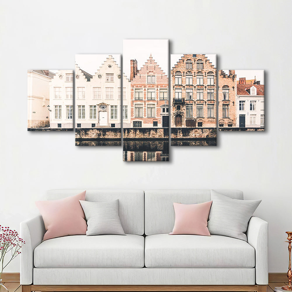 European City Photography Print Canal Print Travel Print Travel, Mixed Panels Canvas Print Wall Art