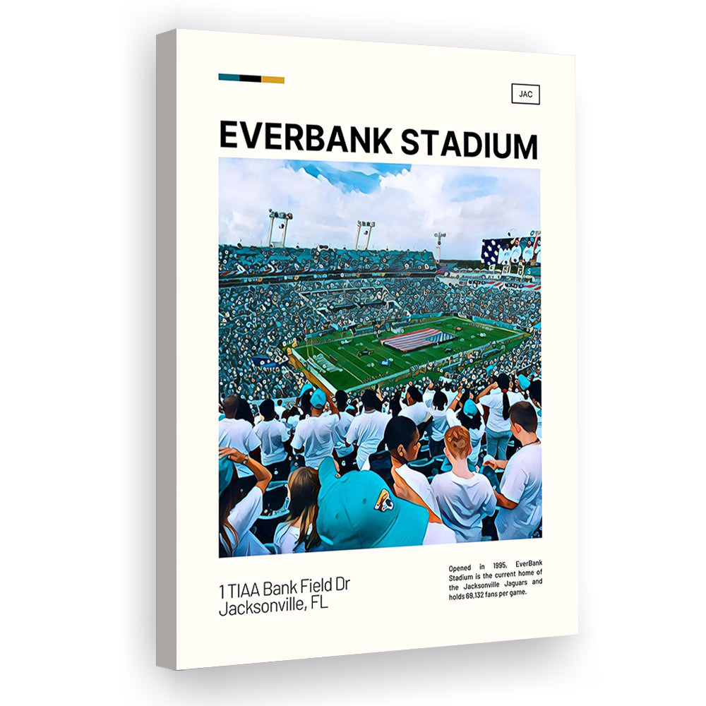 EverBank Stadium Field Print, Jacksonville Jaguars Stadium Canvas Art, Fan Gifts, Sport Art, Canvas Print Wall Art