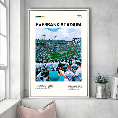 EverBank Stadium Field Print, Jacksonville Jaguars Stadium Art, Man Cave Gift, Floating Framed Canvas Print Wall Art