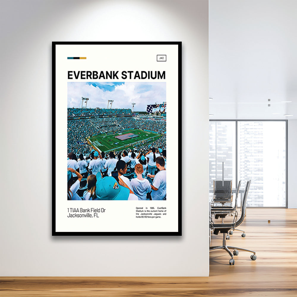 EverBank Stadium Field Print, Jacksonville Jaguars Stadium Art, Gifts for him, Sport Art, Framed Art Print Wall Decor
