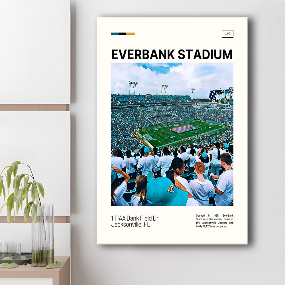 EverBank Stadium Field Print, Jacksonville Jaguars Stadium Canvas Art, Fan Gifts, Sport Art, Canvas Print Wall Art