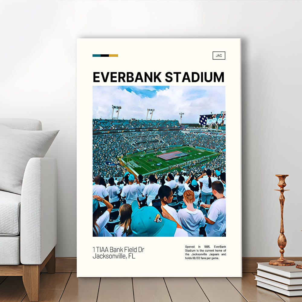 EverBank Stadium Field Print, Jacksonville Jaguars Stadium Canvas Art, Fan Gifts, Sport Art, Canvas Print Wall Art