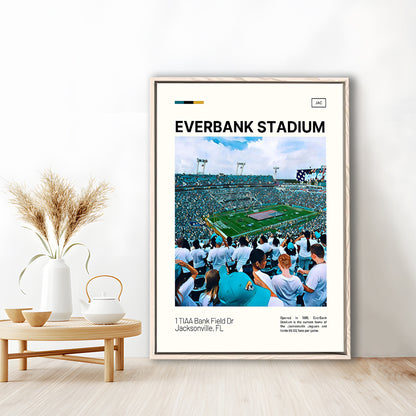 EverBank Stadium Field Print, Jacksonville Jaguars Stadium Art, Man Cave Gift, Floating Framed Canvas Print Wall Art