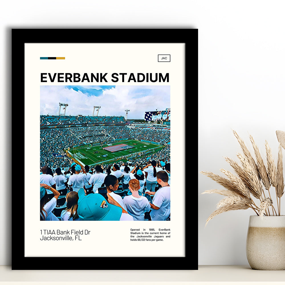 EverBank Stadium Field Print, Jacksonville Jaguars Stadium Art, Gifts for him, Sport Art, Framed Art Print Wall Decor