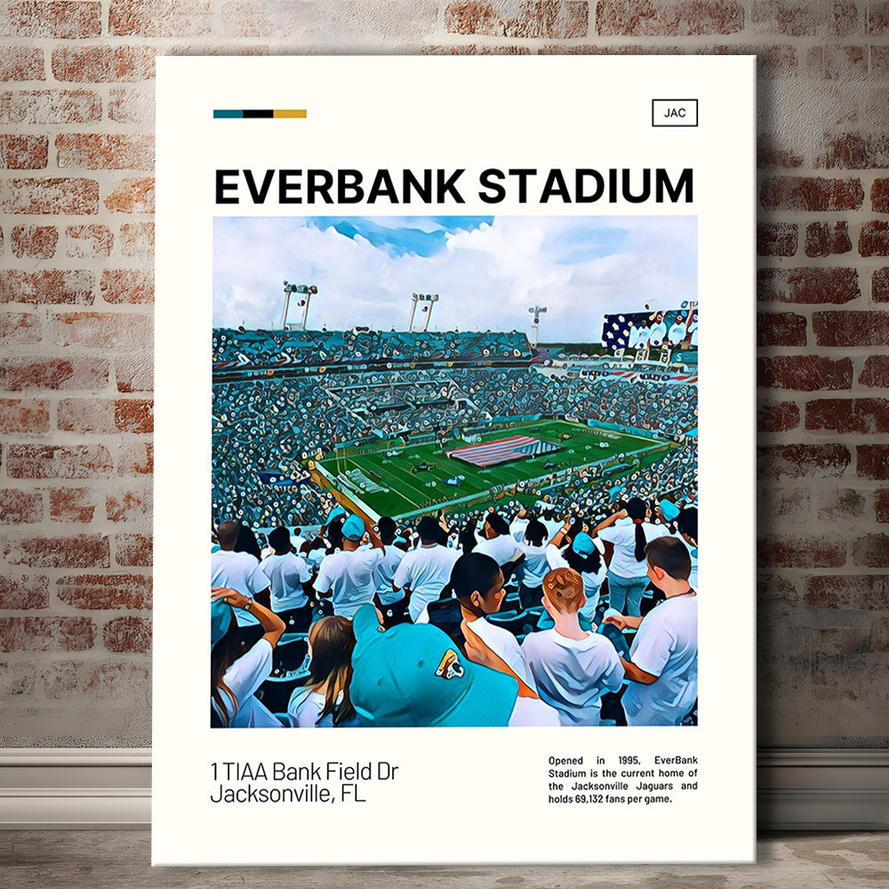 EverBank Stadium Field Print, Jacksonville Jaguars Stadium Canvas Art, Fan Gifts, Sport Art, Canvas Print Wall Art