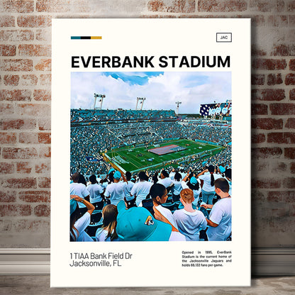 EverBank Stadium Field Print, Jacksonville Jaguars Stadium Canvas Art, Fan Gifts, Sport Art, Canvas Print Wall Art
