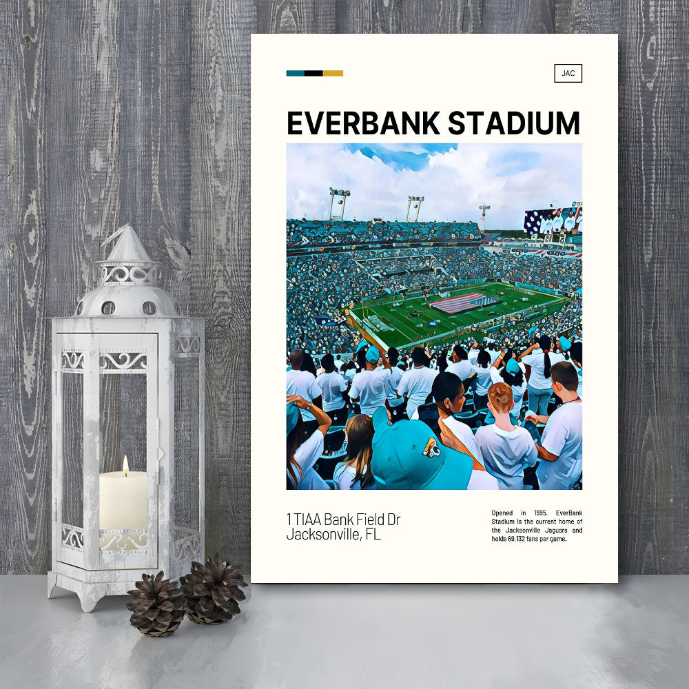 EverBank Stadium Field Print, Jacksonville Jaguars Stadium Canvas Art, Fan Gifts, Sport Art, Canvas Print Wall Art