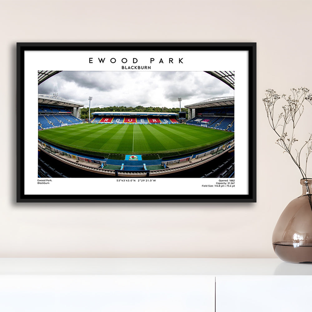 Ewood Park, Blackburn Football Stadium Wall Art Print, Championship Decor, Framed Canvas Print Wall Art