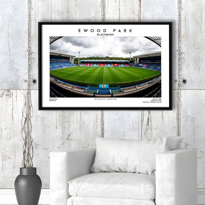Ewood Park, Blackburn Football Stadium Wall Art Print, Championship Decor, Framed Canvas Print Wall Art