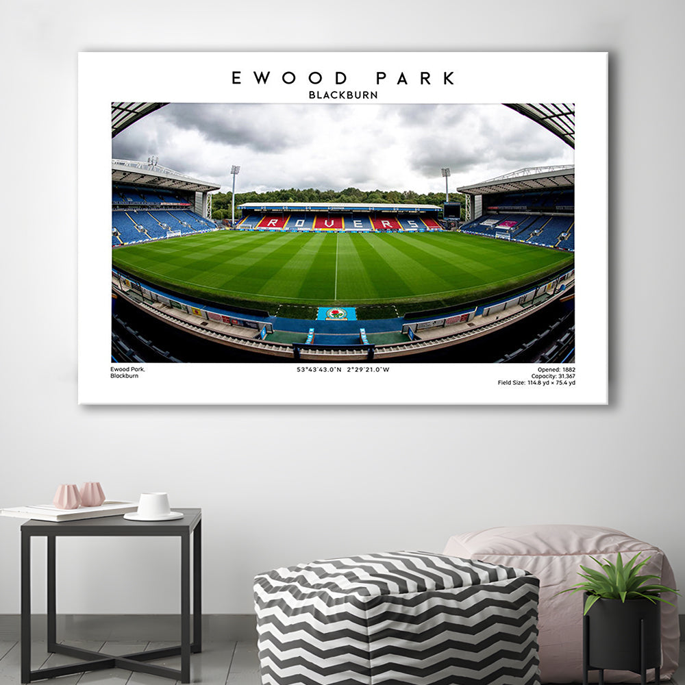 Ewood Park, Blackburn Football Stadium Wall Art Print, Championship Decor, Canvas Print Wall Art, Man Cave Gift