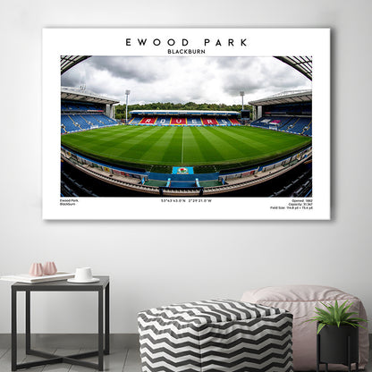 Ewood Park, Blackburn Football Stadium Wall Art Print, Championship Decor, Canvas Print Wall Art, Man Cave Gift