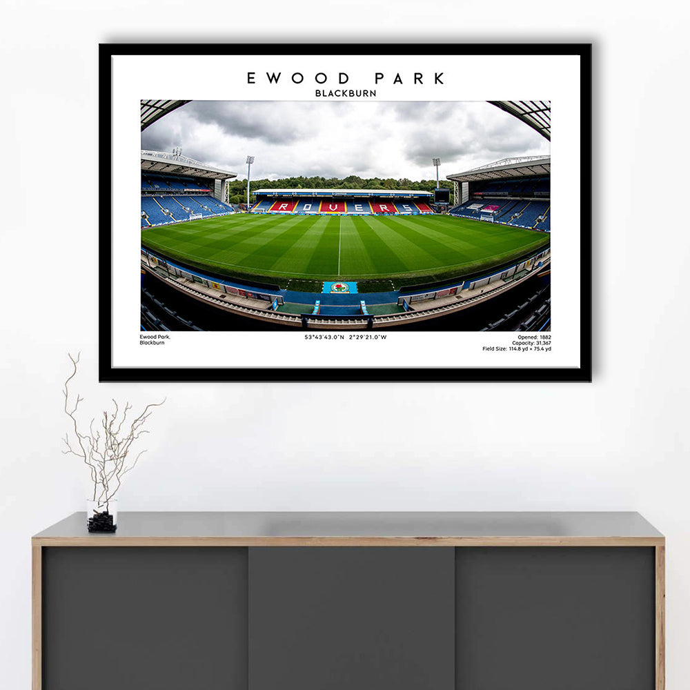 Ewood Park, Blackburn Football Stadium Wall Art Print, Championship Decor, Framed Art Print Wall Decor