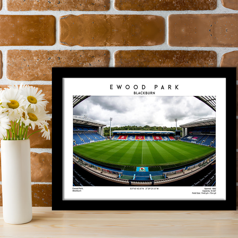 Ewood Park, Blackburn Football Stadium Wall Art Print, Championship Decor, Framed Art Print Wall Decor