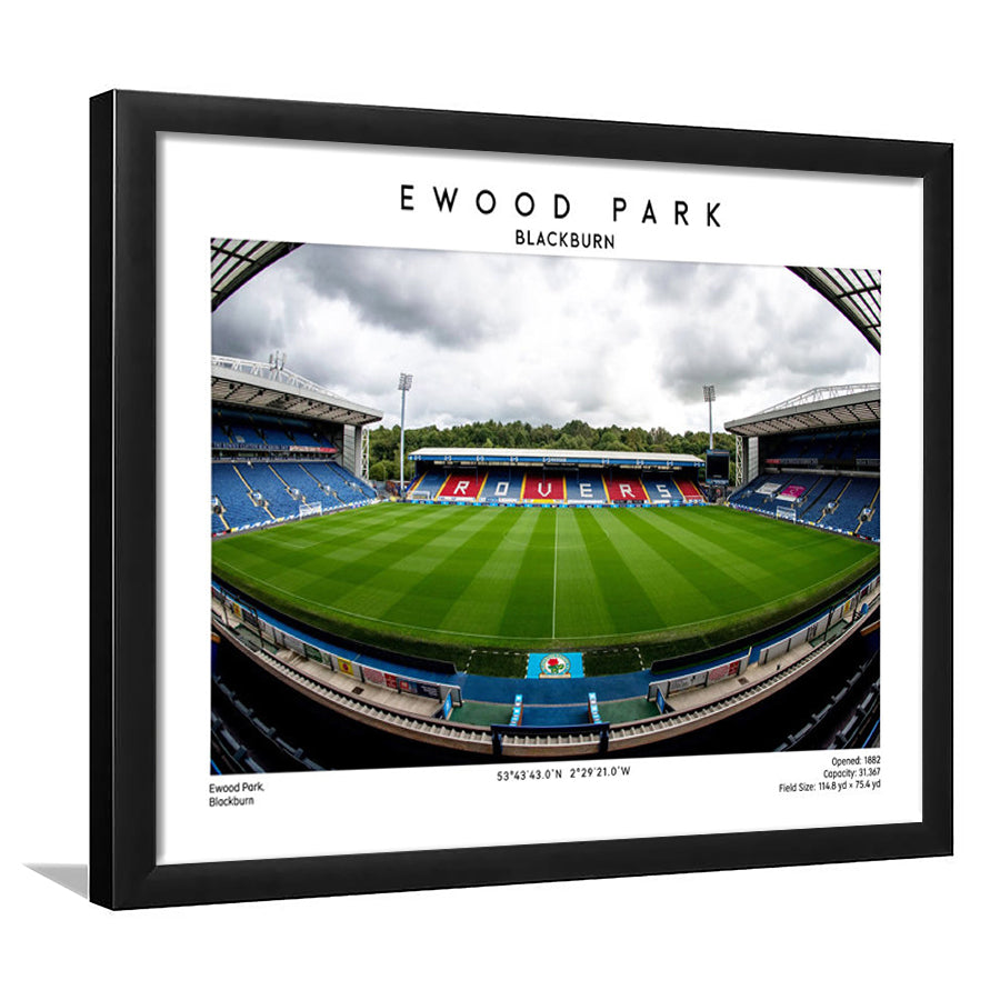 Ewood Park, Blackburn Football Stadium Wall Art Print, Championship Decor, Framed Art Print Wall Decor