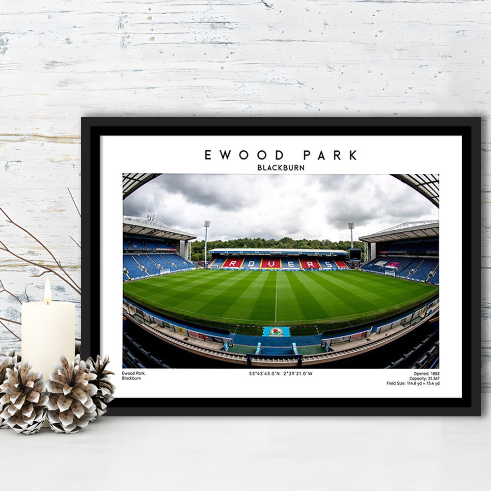 Ewood Park, Blackburn Football Stadium Wall Art Print, Championship Decor, Framed Canvas Print Wall Art