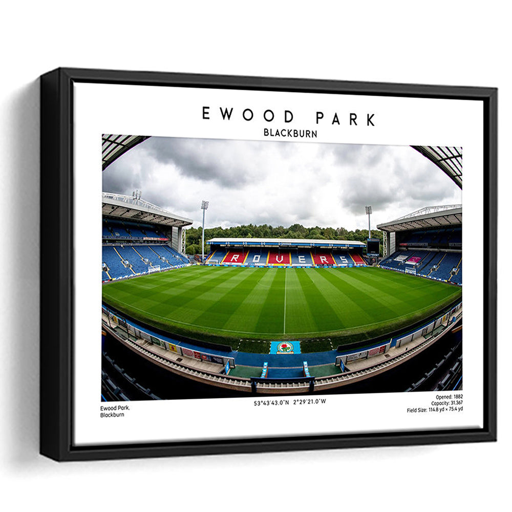 Ewood Park, Blackburn Football Stadium Wall Art Print, Championship Decor, Framed Canvas Print Wall Art