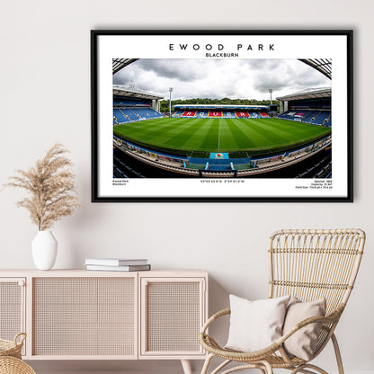 Ewood Park, Blackburn Football Stadium Wall Art Print, Championship Decor, Framed Canvas Print Wall Art