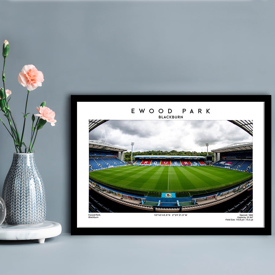 Ewood Park, Blackburn Football Stadium Wall Art Print, Championship Decor, Framed Art Print Wall Decor