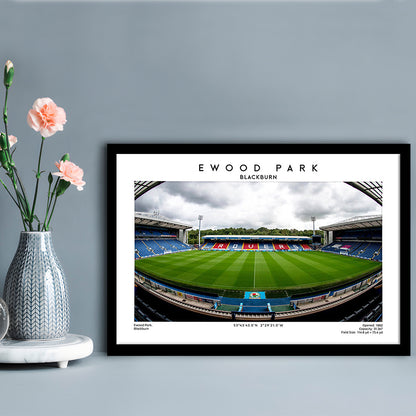 Ewood Park, Blackburn Football Stadium Wall Art Print, Championship Decor, Framed Art Print Wall Decor