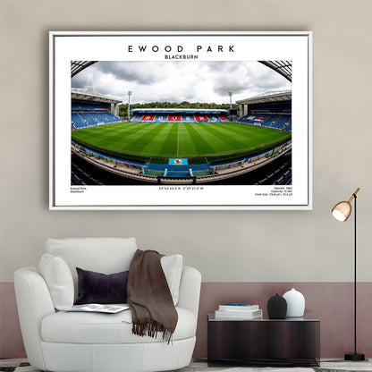Ewood Park, Blackburn Football Stadium Wall Art Print, Championship Decor, Framed Canvas Print Wall Art
