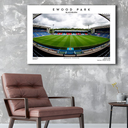 Ewood Park, Blackburn Football Stadium Wall Art Print, Championship Decor, Canvas Print Wall Art, Man Cave Gift