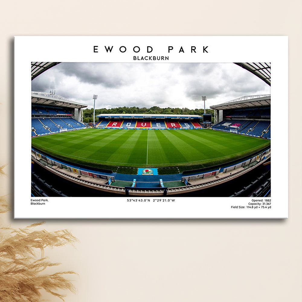 Ewood Park, Blackburn Football Stadium Wall Art Print, Championship Decor, Canvas Print Wall Art, Man Cave Gift