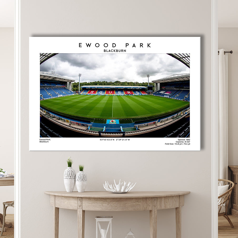 Ewood Park, Blackburn Football Stadium Wall Art Print, Championship Decor, Canvas Print Wall Art, Man Cave Gift