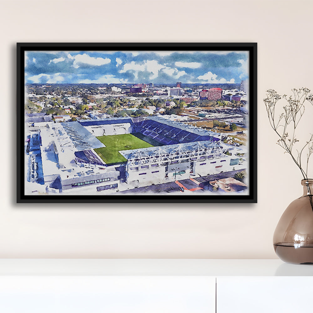 Exploria Painting Stadium Watercolor, Orlando Florida Soccer Watercolor, Sport Gift Art, Framed Canvas Print Wall Art