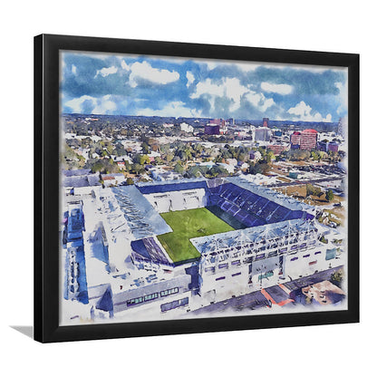Exploria Painting Stadium Watercolor, Orlando Florida Soccer Watercolor, Sport Gift Art, Framed Art Print Wall Decor
