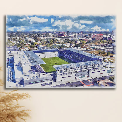 Exploria Painting Stadium Watercolor, Orlando Florida Soccer Watercolor, Sport Art, Gifts for him, Canvas Print Wall Art